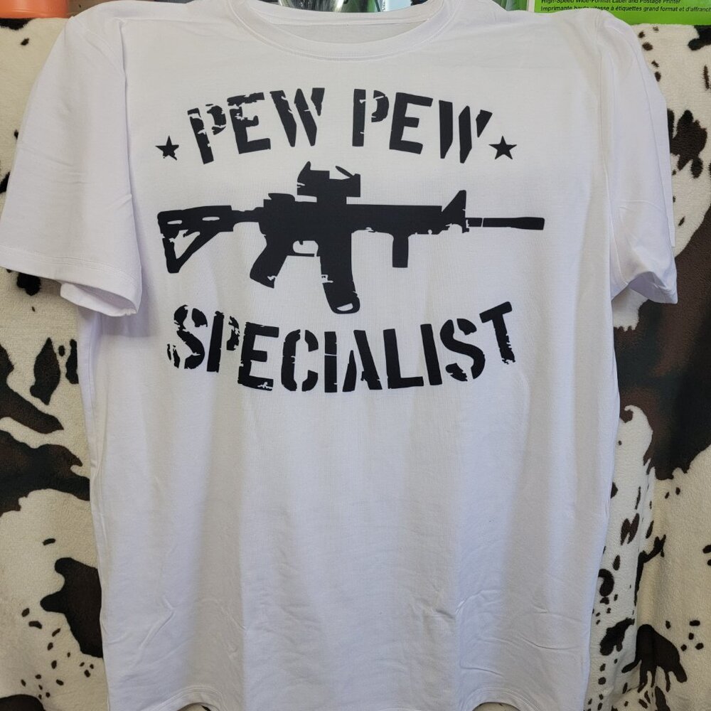 5 Pack Pew Pew Specialist White Short Sleeve T-Shirt